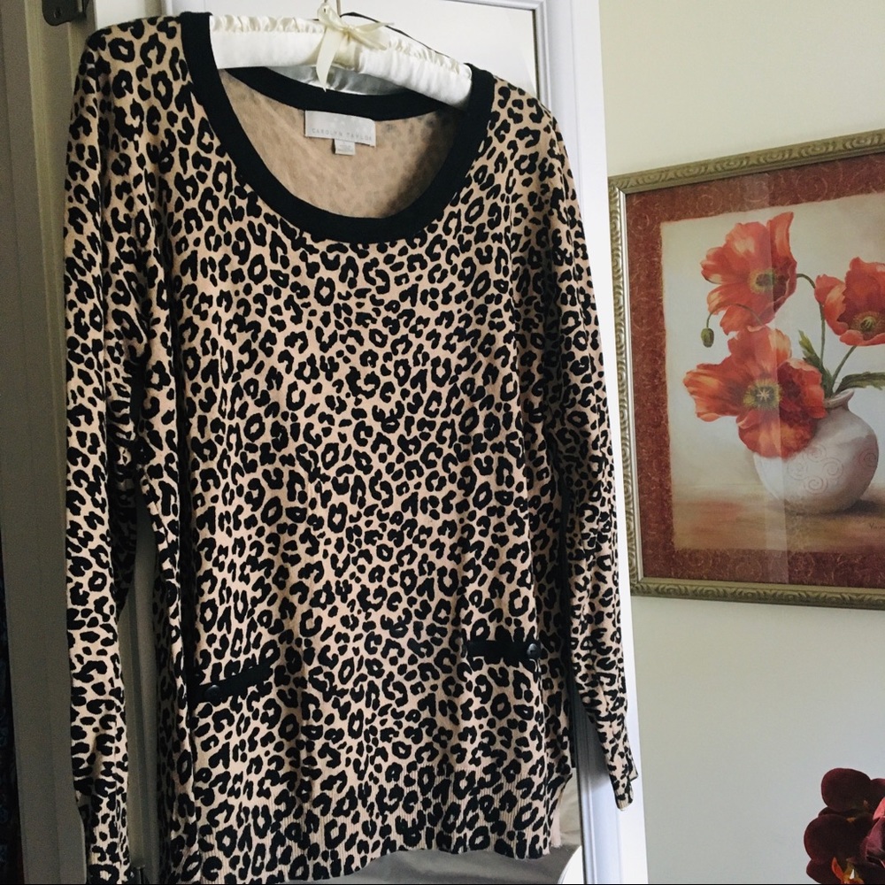 Carolyn Taylor Ladies Lg Leopard Print Soft Cozy Knit Lightweight Sweater NWOT - Picture 13 of 13
